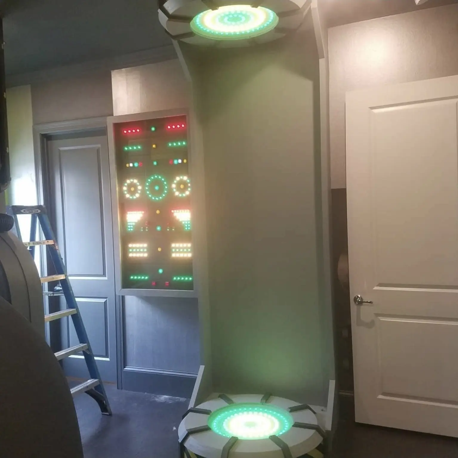 Installed sci-fi LED wall and ceiling features